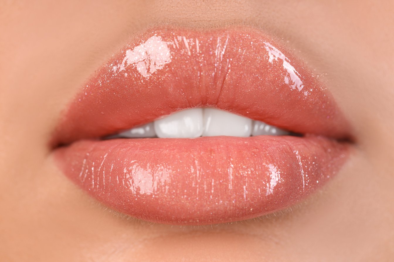 Young Woman with Beautiful Lips, Closeup